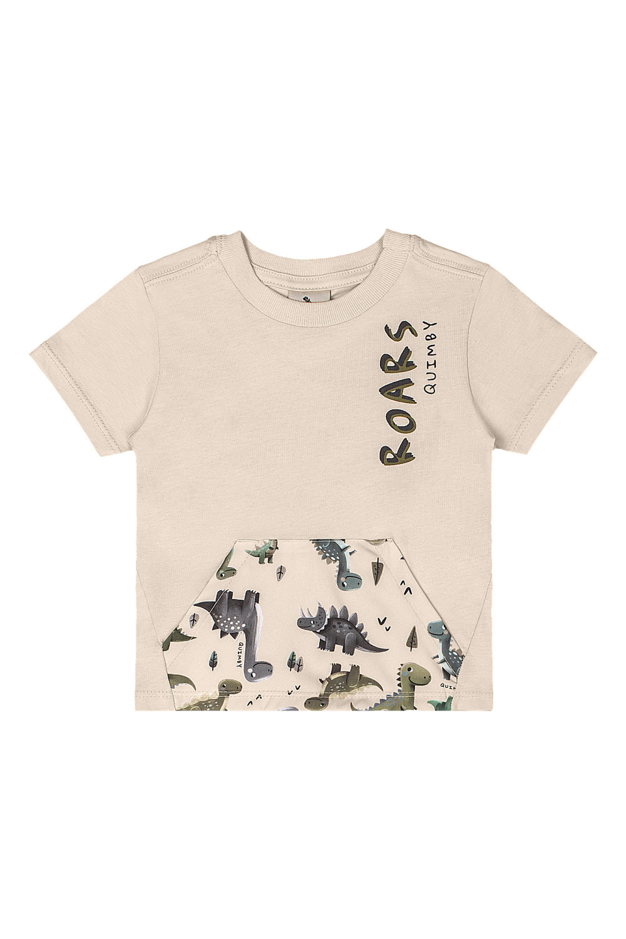 Conjunto Camisa Dino e Bermuda para Bebê Menino (Bege) Quimby - Imagem 9